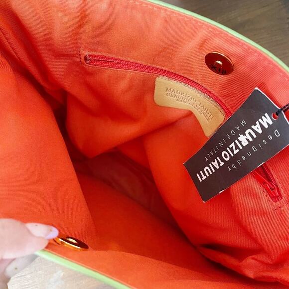 Maurizio Taiuti Green Leather Mini Bucket Bag Italy NWT - Picture 4 of 16